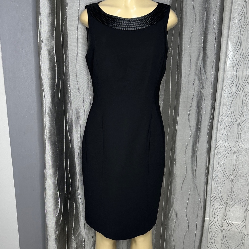 Calvin Klein Black Sz 10 Midi Dress with Textured Neckline